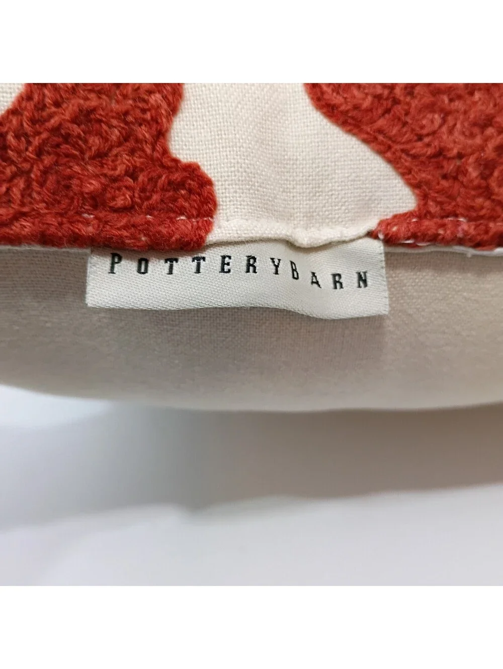 Pottery Barn Embroidered Red Bird Decorative Throw Pillow 12 X 12